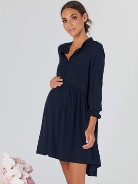 Legoe Heritage Navy Long-Sleeve Maternity Dress